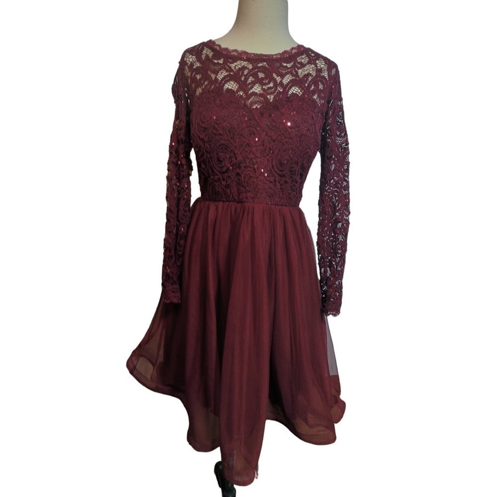 My Michelle maroon color mini dress plus size 15